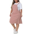 thumbnail image 4 of Agnes Orinda Women's Plus Size Easter Overall Dresses Sleeveless Frayed Adjustable Strap Irregular Hem Denim Dress 3X Pink, 4 of 6