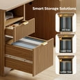 thumbnail image 3 of Bestier 59" Modern Executive Desk with Storage, Wood Home Office Desk with 2 Drawers & 3 Cabinet, Fluted Computer Writing Desk for Study, Living Room, Bedroom, Brown, 3 of 10