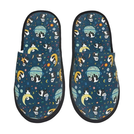 Balery Space Sleeping Panda Slient Indoor Furry Fleece Comfort House Shoes Soft Non-Slip Home Shoes Cotton slippers House Slippers-- Medium