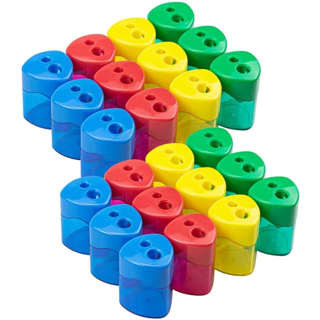 24 Pack Pencil Sharpener Manual Double Hole Oval Shaped Pencil Sharpener Hand Held Pencil Sharpener for Kids