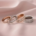 thumbnail image 2 of 4mm 2pcs Women Silver Rose Gold Stainless Steel Ring Set Wedding Ring Small Square Zircon Titanium Steel Inlay Promise Ring Size 6-11, 2 of 4