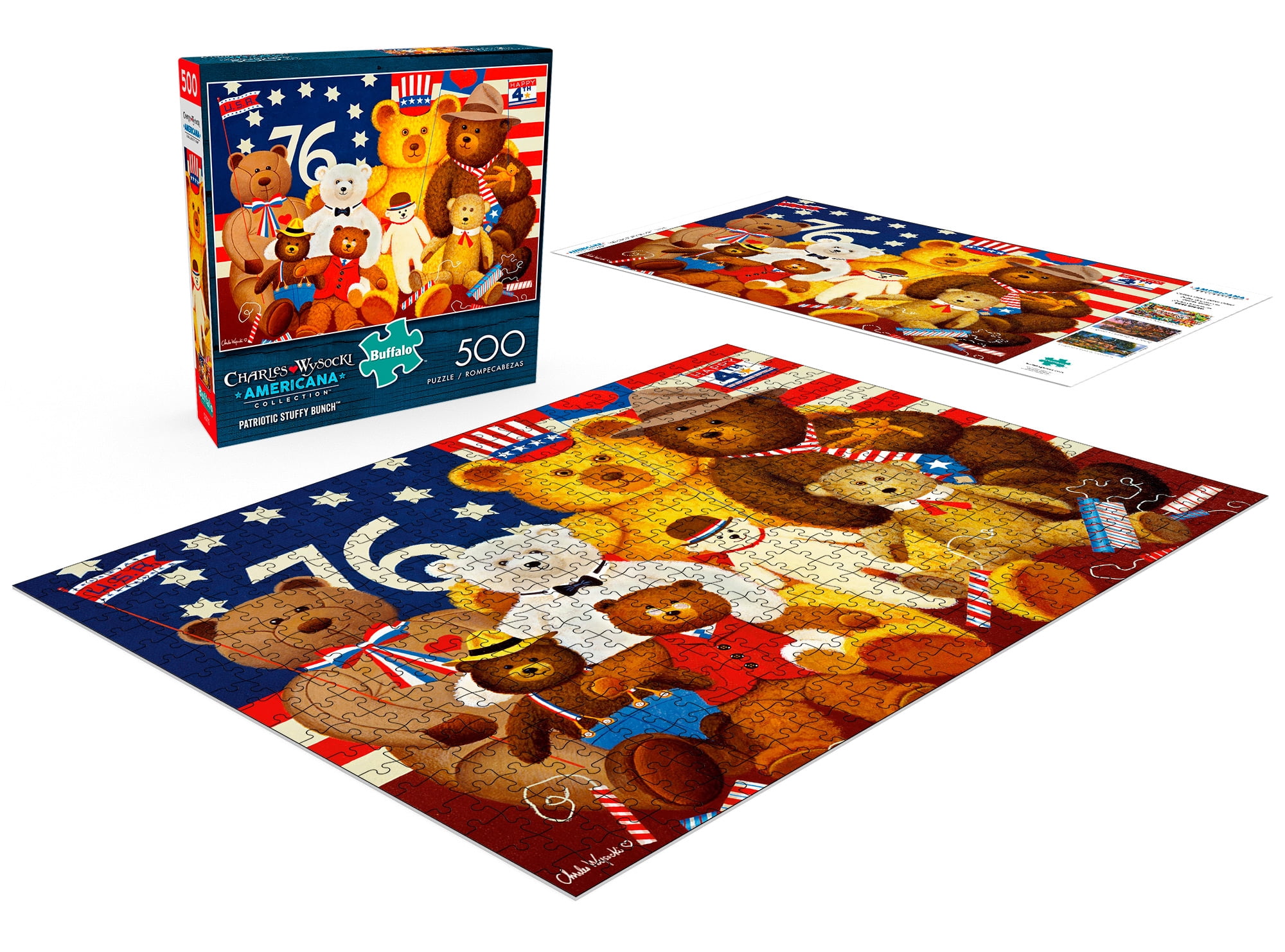 Buffalo Games Americana Collection Patriotic Stuffy Bunch 500 Pieces Jigsaw Puzzle