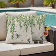 thumbnail image 5 of Spring Leaves Pillow Covers 2 Pack Watercolor Falling Green Leaf Floral Plant Birds Linen Texture Pillowcase Waterproof Outdoor Throw Pillow Cover for Patio Garden Square Cushion 16”x16”, 5 of 9
