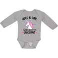 thumbnail image 3 of Inktastic Just A Girl Who Loves Unicorns Girls Long Sleeve Baby Bodysuit, 3 of 5