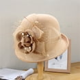 thumbnail image 2 of Dyfzdhu Women Autumn Winter Flowers Round Top Casual Fisherman Bucket Cap Small Bowler Hat, 2 of 2
