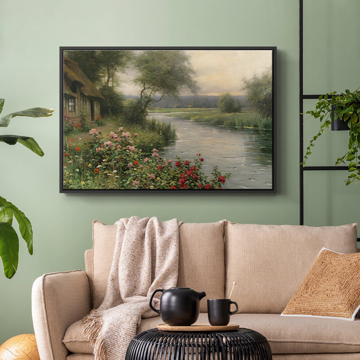 Vintage Landscape-CCLVI By Wexford Home Framed in Black Wood Gallery Wrapped Canvas 17 in. x 25 in.