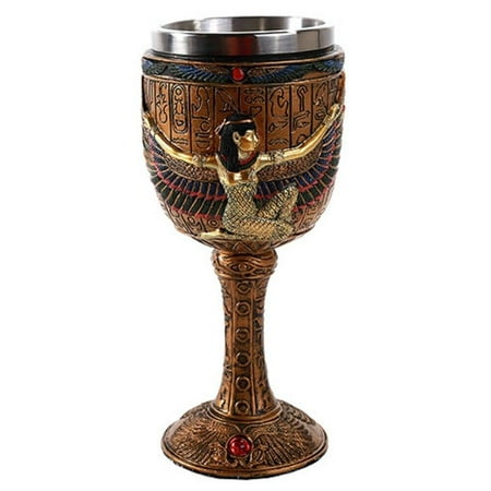 

Pacific Giftware Egyptian Goddess Isis Open Wing Golden Wine Goblet Stainless Steel Liner 6oz
