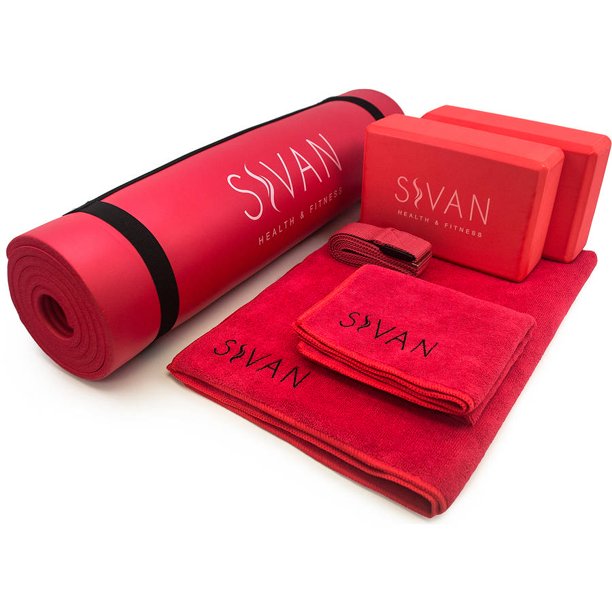 Sivan 6Piece Yoga Set, Includes 1/2" Ultra Thick NBR Exercise Mat, 2