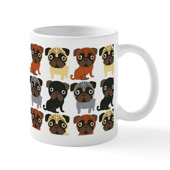 CafePress - Just Pugs! Mug - 11 oz Ceramic Mug - Novelty Coffee Tea Cup