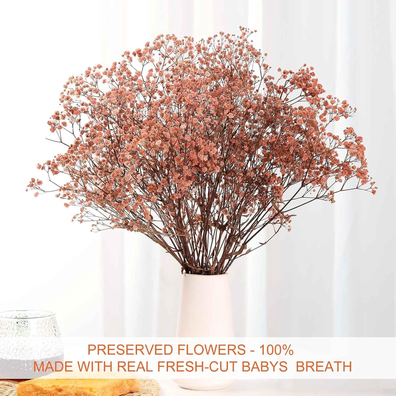 Babys Breath Dried Flowers Bouquet-17'' 2500+ Ivory Dry Flowers, Natural Gypsophila Branches for Wedding, Home Table Vase Decor, DIY Wreath Floral, Fall Thanksgiving Autumn Decoration (Brown, 3oz)