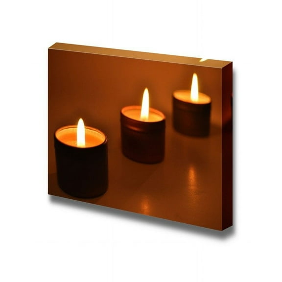 Canvas Prints Wall Art - Close Up of a Burning Candles in The Night | Modern Wall Decor/Home Decoration Stretched Gallery Canvas Wrap Giclee Print & Ready to Hang - 16" x 24"