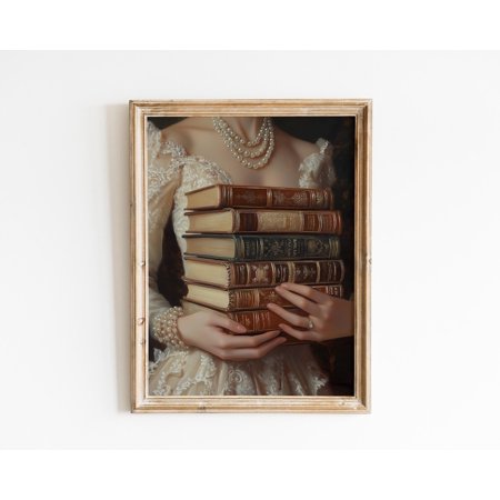 Victorian Woman With Book,Baroque Wall Art,Goth Moody Dark Academia Decor,Renaissance Art Posters,Dark Moody Antique Art,Victorian Woman, F03-L, 8x12 UNFRAMED