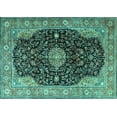 thumbnail image 1 of Ahgly Company Machine Washable Indoor Rectangle Medallion Turquoise Blue Traditional Area Rugs, 2' x 3', 1 of 4
