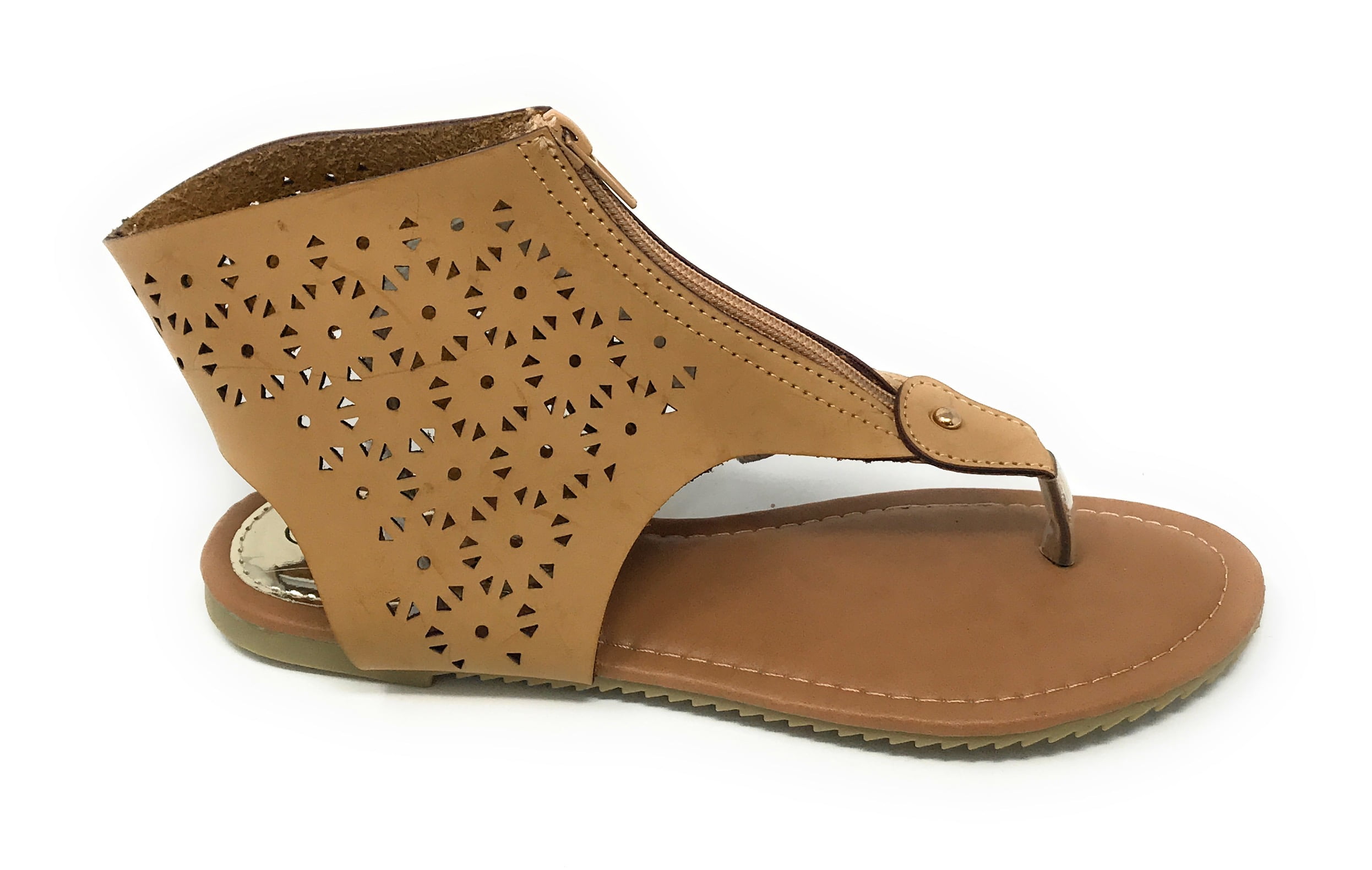 Victoria K Women's Laser Cutout Thong Front Sandals