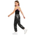 thumbnail image 2 of TSSOE Girls 2Pcs Dance Outfits Sleeveless Sheer Mesh Patchwork Leotard and Pants Set for Ice Skating Gymnastics Purple&Black 14, 2 of 5