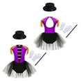 thumbnail image 6 of Aislor 4Pcs Girls Magician Drummer Costume Kids Carnival Party Tutu Dress Leotard Performance Suits Purple 10, 6 of 7