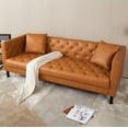 thumbnail image 1 of 81" Faux Leather Sofa with 2 Pillows, Button-Tufted 3-Seater Couch, 1 of 2