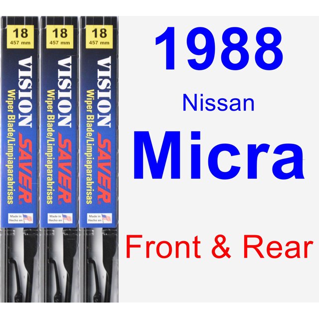 1988 Nissan Micra Wiper Blade Set/Kit (Front & Rear) (3 Blades