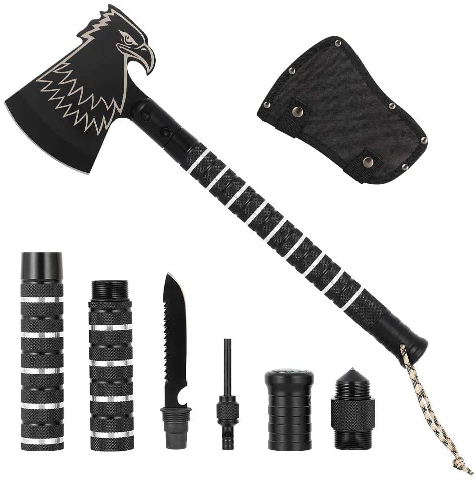 Tactical Survival Axe Kit Camping Tomahawk Backpack Emergency Gear Hunting Tools 