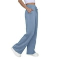 thumbnail image 3 of WTOBBY Women's Fashion Loose-Fit Solid Color Sweatpants with Pocketed Elastic Waist and Drawstring, Comfortable Sporty Pants for Casual Wear,Blue L, 3 of 6