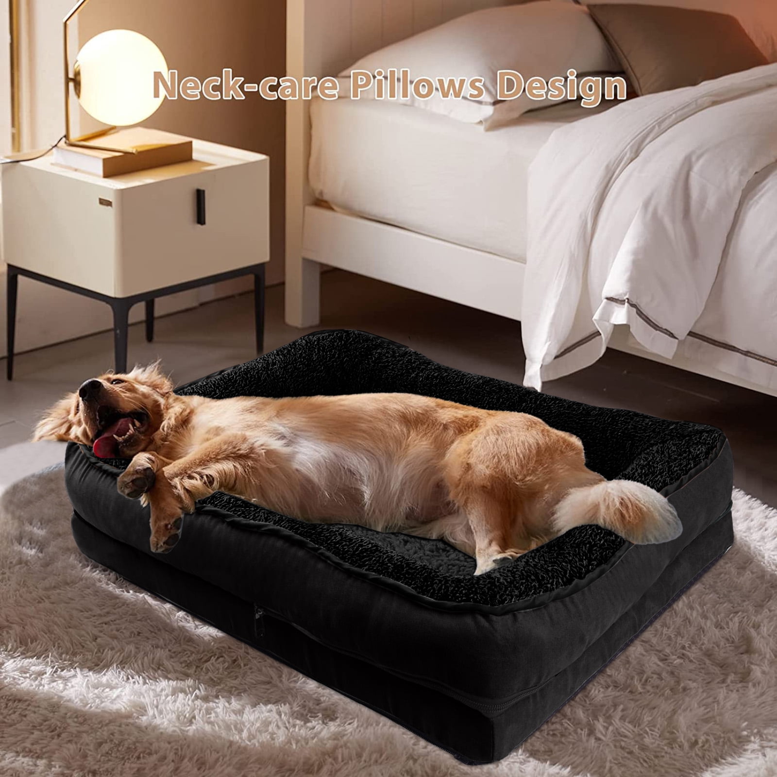 PayUSD Dog Beds for Large Medium Small Dogs Orthopedic Pet Bed Sofa Supportive Egg Crate Foam Animal Couch with Removable Washable Cover Non Skid Bottom S to XL