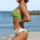 thumbnail image 4 of Conjunto de bikini para mujer, estilo cruzado, con cordones, traje de baño de dos piezas con cuello en V y estampado floral, 4 of 6