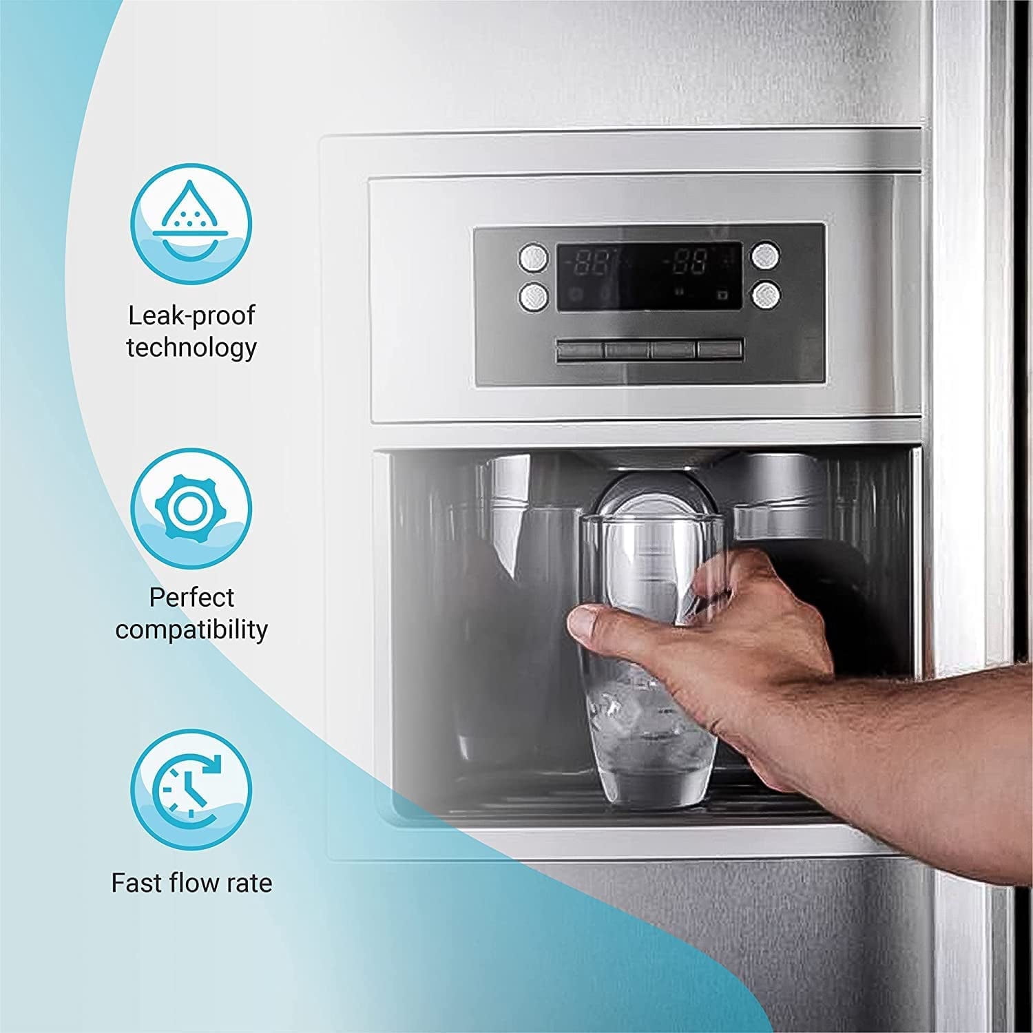 AQUACREST DW2042FR-09 Refrigerator Water Filter, Compatible with Daewoo DW2042FR, Kenmore 46-9130, DW2042FR-09, Aqua Crystal DW2042F-09,6 Pack