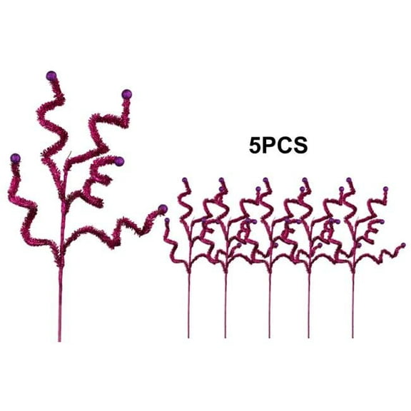 Queens of Christmas PCKH-31-REPU-5PK 31 in. Pick with Purple Ball Accents, Rose Red & Purple - Pack of 5