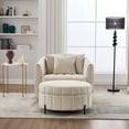 thumbnail image 4 of Beige Velvet Swivel Accent Chair &amp; Ottoman Set, 40" Wide, 360° Rotation, Tufted, with Storage, for Living Room, Bedroom. Comfortable Club Chair., 4 of 9