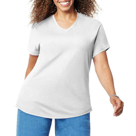 Women's Plus Size Short Sleeve V-Neck T-shirt (Best Clothes For Short Plus Size)