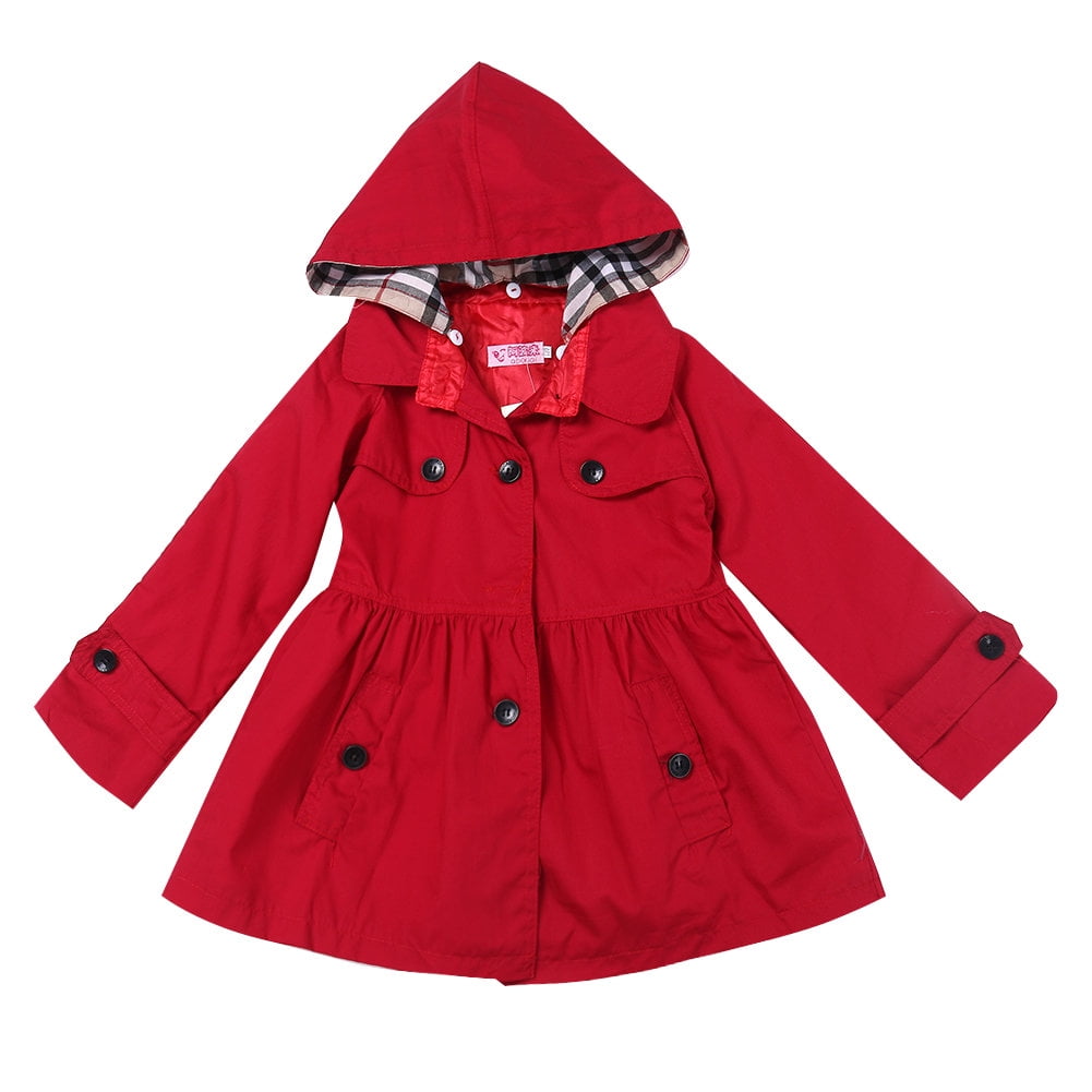 UK Kids Girl Long Sleeve Outwear Trench Coat Autumn Jacket Clothes Age 2-7 Years