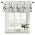 thumbnail image 2 of 2 Panels Blue Flowers Rustic Valance for Windows, Spring Vintage Botanical Floral Beige Light Filtering Kitchen Curtains, Rod Pocket Window Treatment Curtain Valances for Living Room Bedroom, 42"x18", 2 of 9