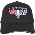 thumbnail image 5 of JH Design Men's Chevy Camaro V-Flags Logo Cap Adjustable Black Hat, 5 of 6