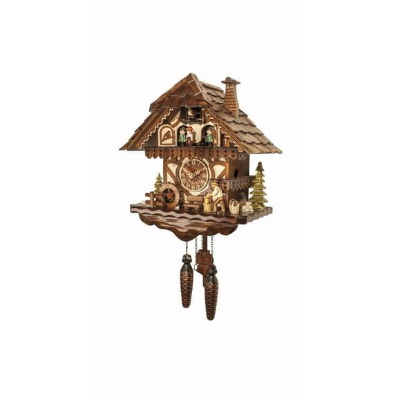 Quartz Cuckoo Clock Black forest house with music and dancers EN 4671 QMT