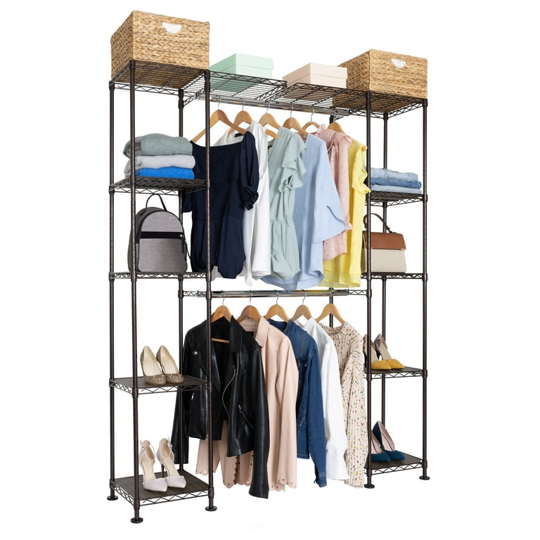 LOCVCDA Expandable Closet Shelves, Heavy-Duty Metal Closet Shelf,  Adjustable Closet Organizers and Storage Shelves for Wardrobe, Kitchen  Locker, Under