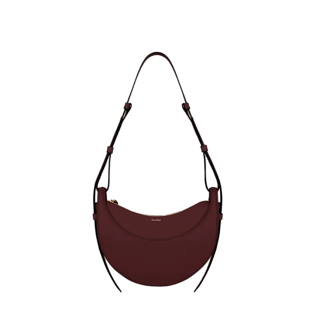 Crescent Moon Bag, Shoulder/Crossbody Bag, Plain Texture, Black Cherry Color, In Stock, Ships Immediately (High-Quality Version) + Gift Box