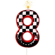 Black and White Plaid Digital Birthday Candles, Racing Theme Party Cake Decoration, Suitable for Cartoon Cars Theme (8)
