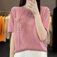 thumbnail image 2 of KIHOUT New Summer Fashion Top for Women 2025, Ladies Casual Solid Color Knit Half Sleeve Round-Neck Blouses Shirt Purple XL, 2 of 4