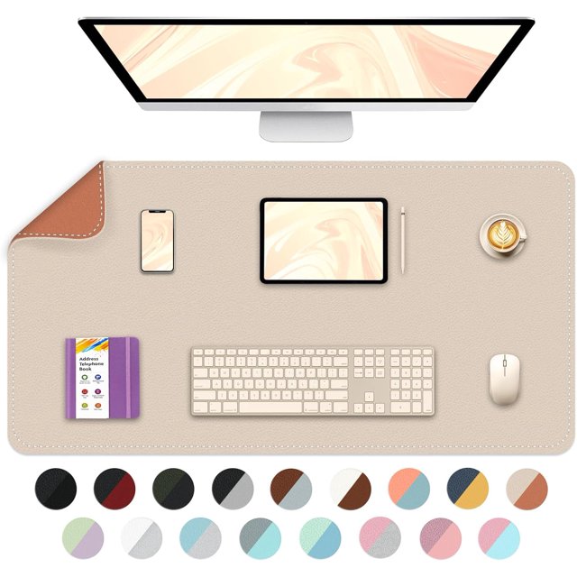 Multifunctional Large Desk Mat Double Sided Computer Desk pad Extended Mouse Mat Office Desk Protector with PU Leather .&#;&#;×.&#; Office Home Writing Pad (+
