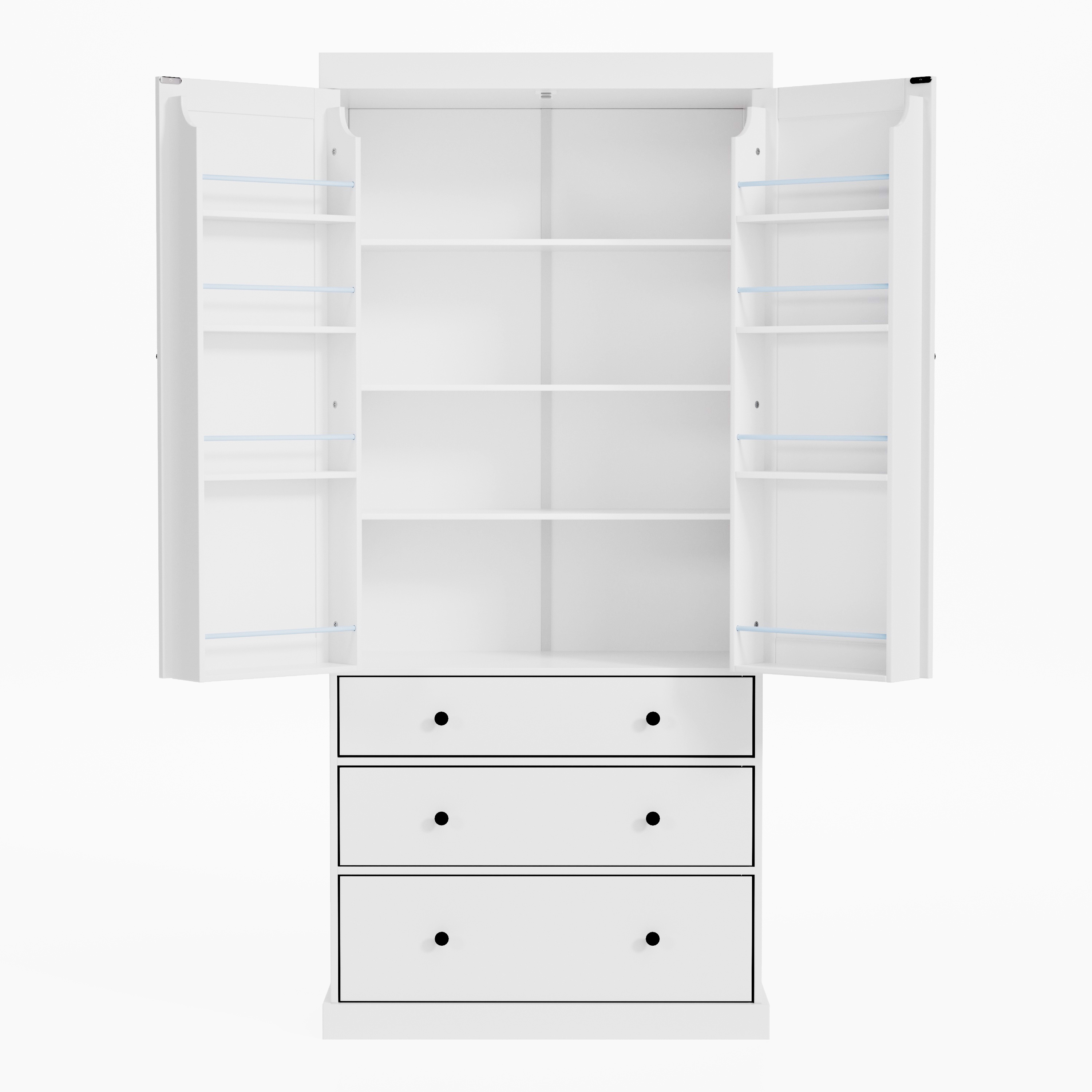 PAPROOS 77" Tall Kitchen Pantry Cabinet, Wood Pantry Storage Cabinet with 3 Drawers, 2 Doors, Farmhouse Cupboard Storage with 3 Adjustable Shelves, 8 Door Shelves for Dining Room, Craft Room, White