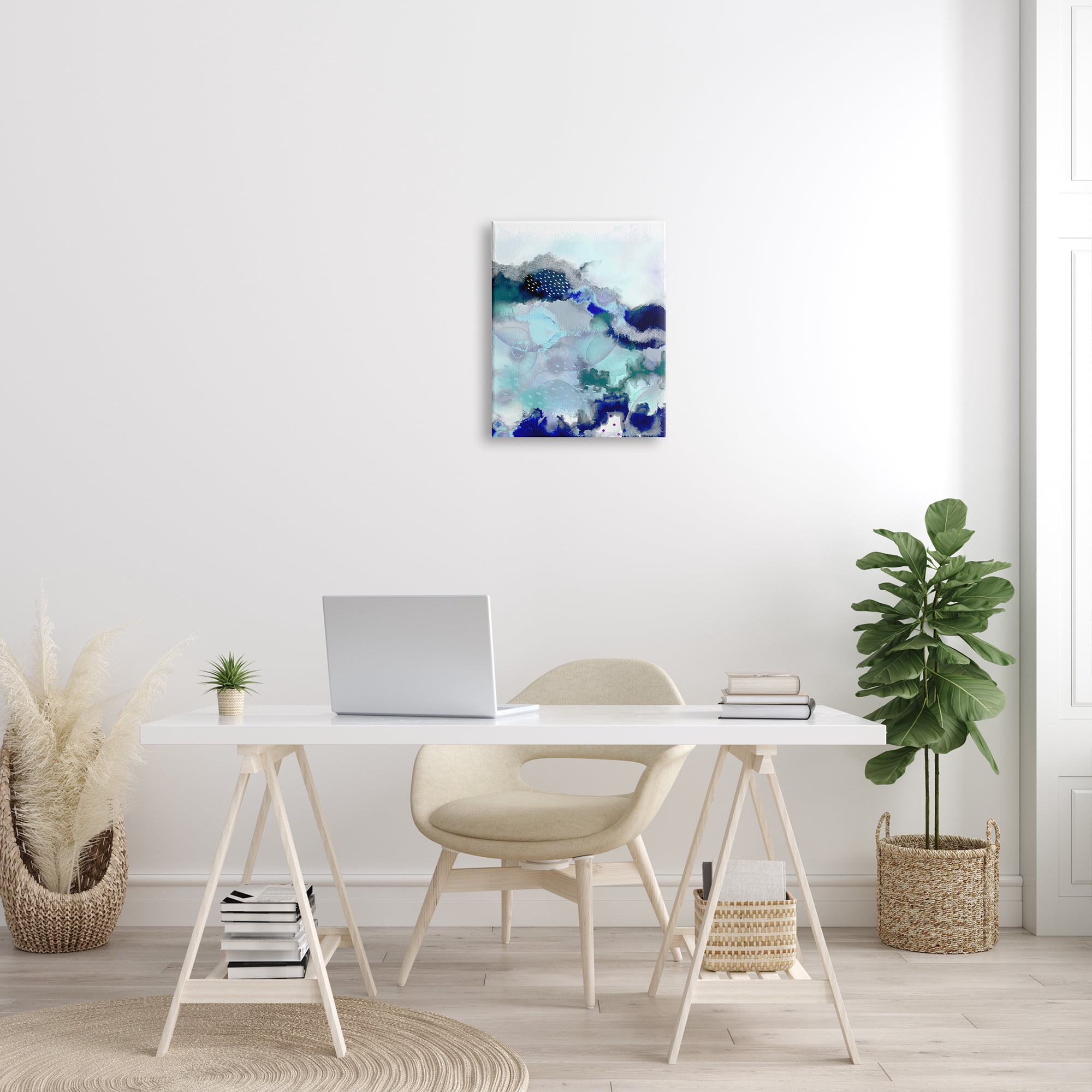 Stupell Industries Sea Floor Water Abstraction Fluid Green Blue Abstract Painting Gallery Wrapped Canvas Print Wall Art, 16 x 20