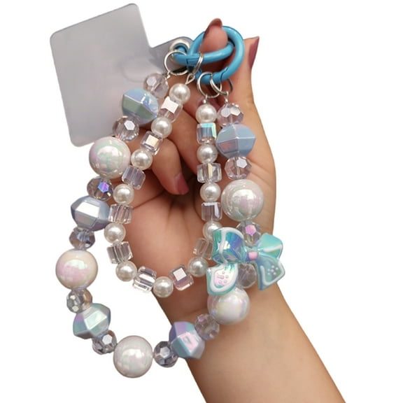 Handmade Beaded Phone Lanyard With Bowknot Portable Wrist Strap Accessory