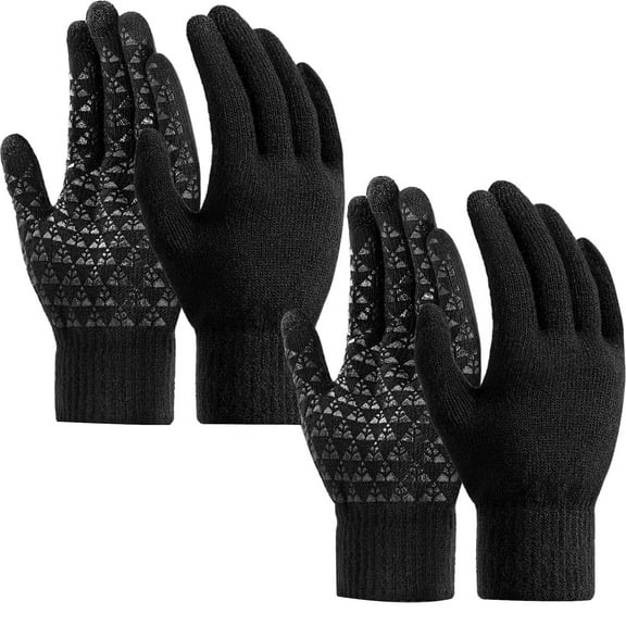 PMVFHDE 2 Pairs Upgraded Unisex Winter Color-Block Touchscreen Gloves, for Running Driving Travel Cozy Gloves Black，One Size