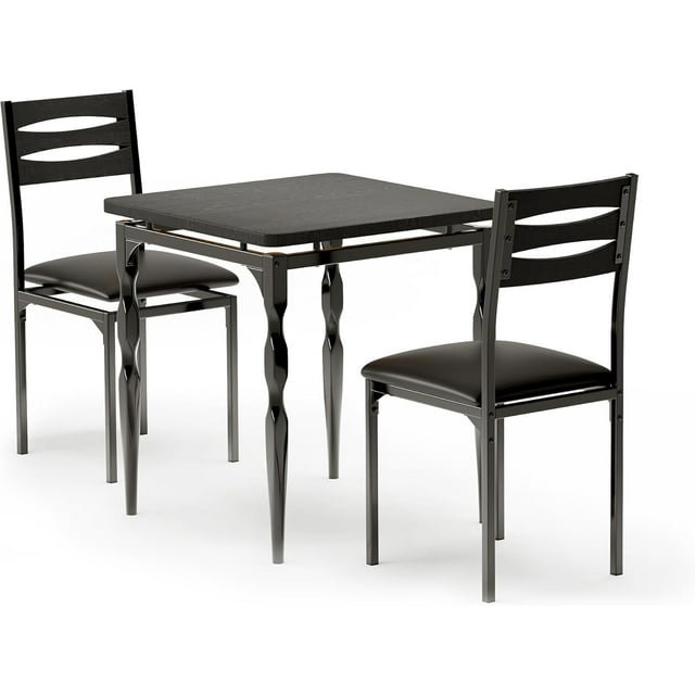 Dining Table Set for 2, Dining Table and 2 Chairs Set, 3 Piece Dining Table Set with Spiral Table Legs for Small Spaces, Kitchen, Apartment,300lbs