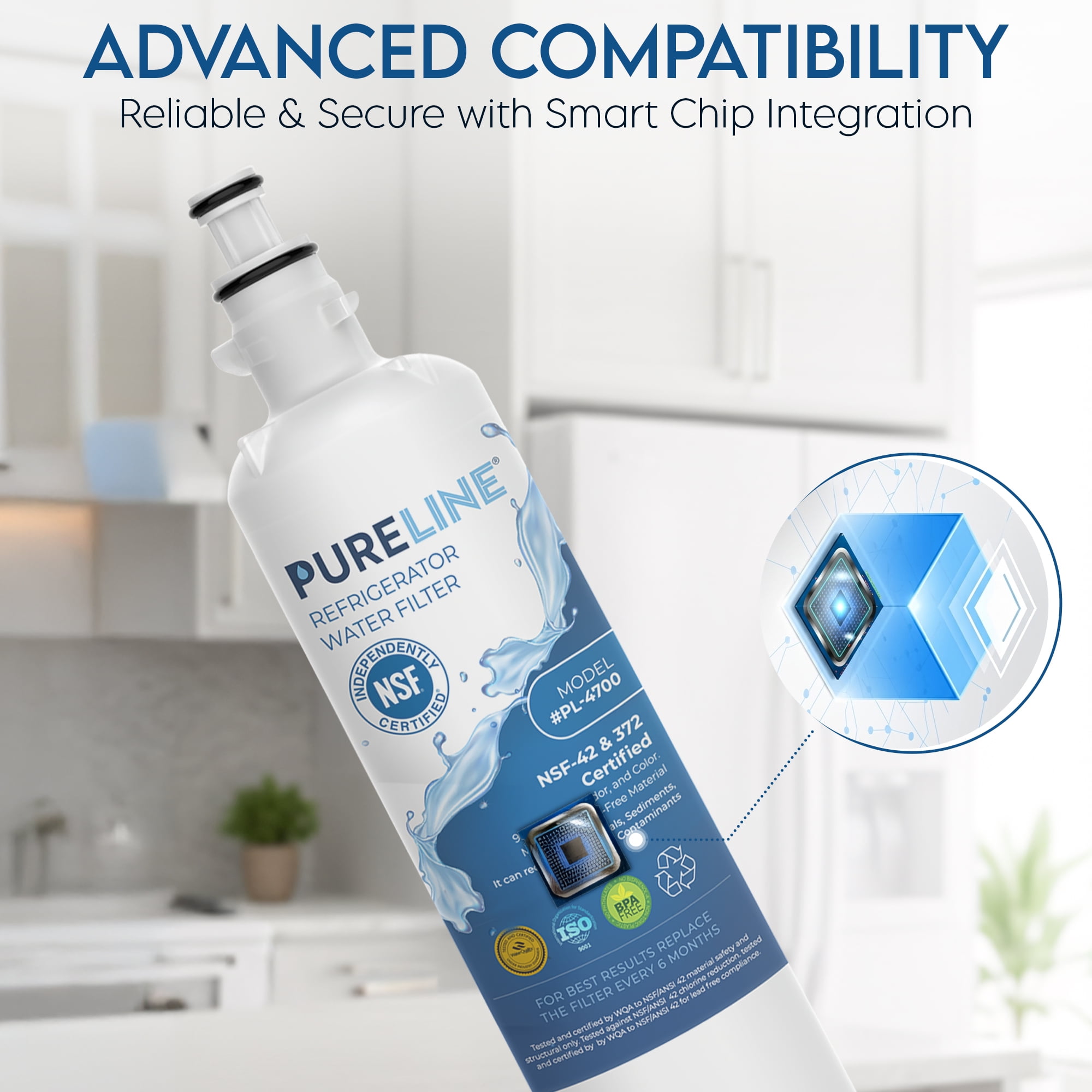 Pureline Replacement for GE® RPWFE® Water Filter and RPWF Refrigerator Water Filter - With RFID Chip (2 -Pack)