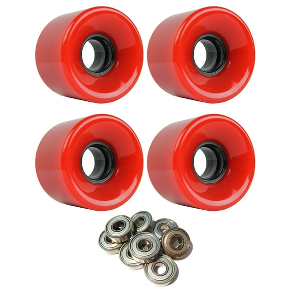 SKATEBOARD CRUISER WHEELS 59mm x 43mm 83A 186C Red  ABEC 7 BEARINGS