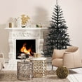 thumbnail image 3 of Gymax 6 ft Pre-lit Black Halloween Tree Hinged Christmas Tree w/ Purple LED Lights, 3 of 10