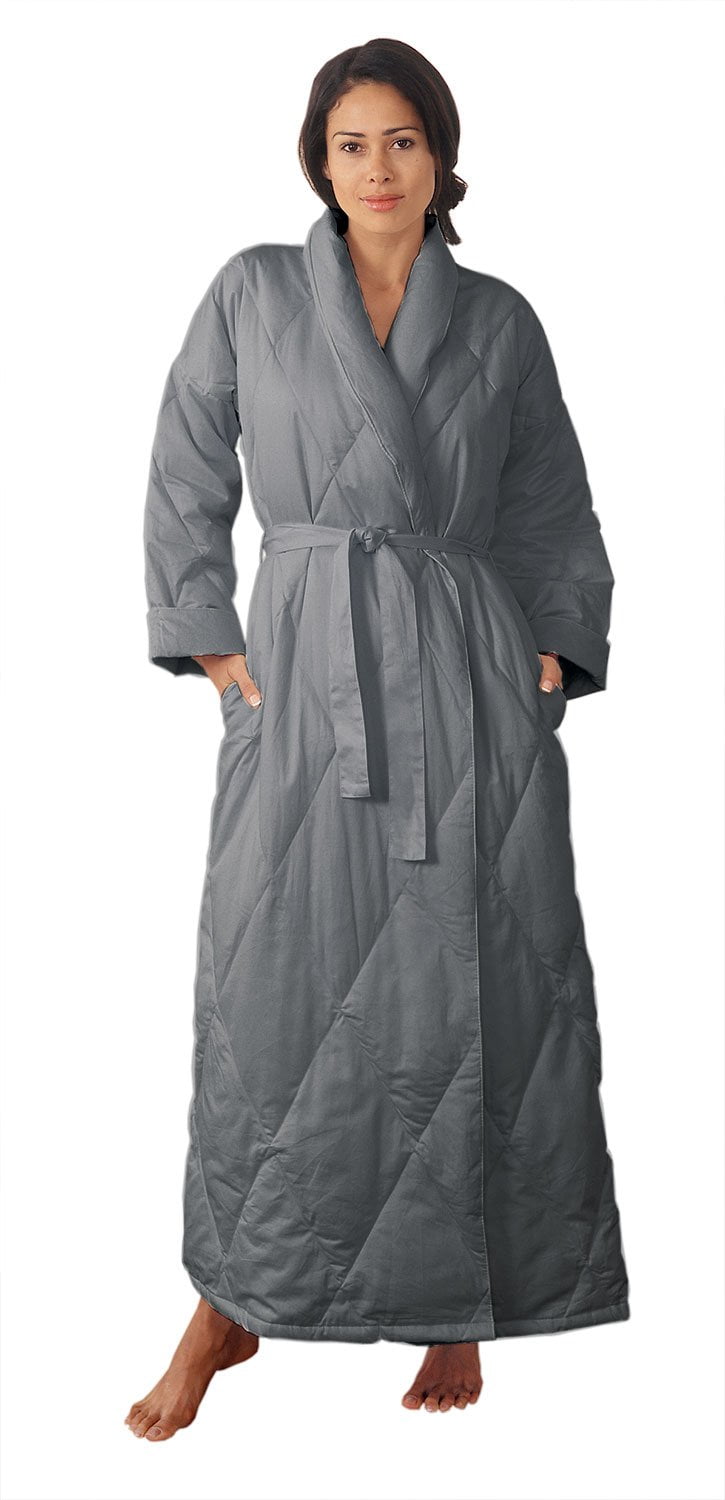 Warm Things Quilted Down Robes Dark Grey / L (1618)