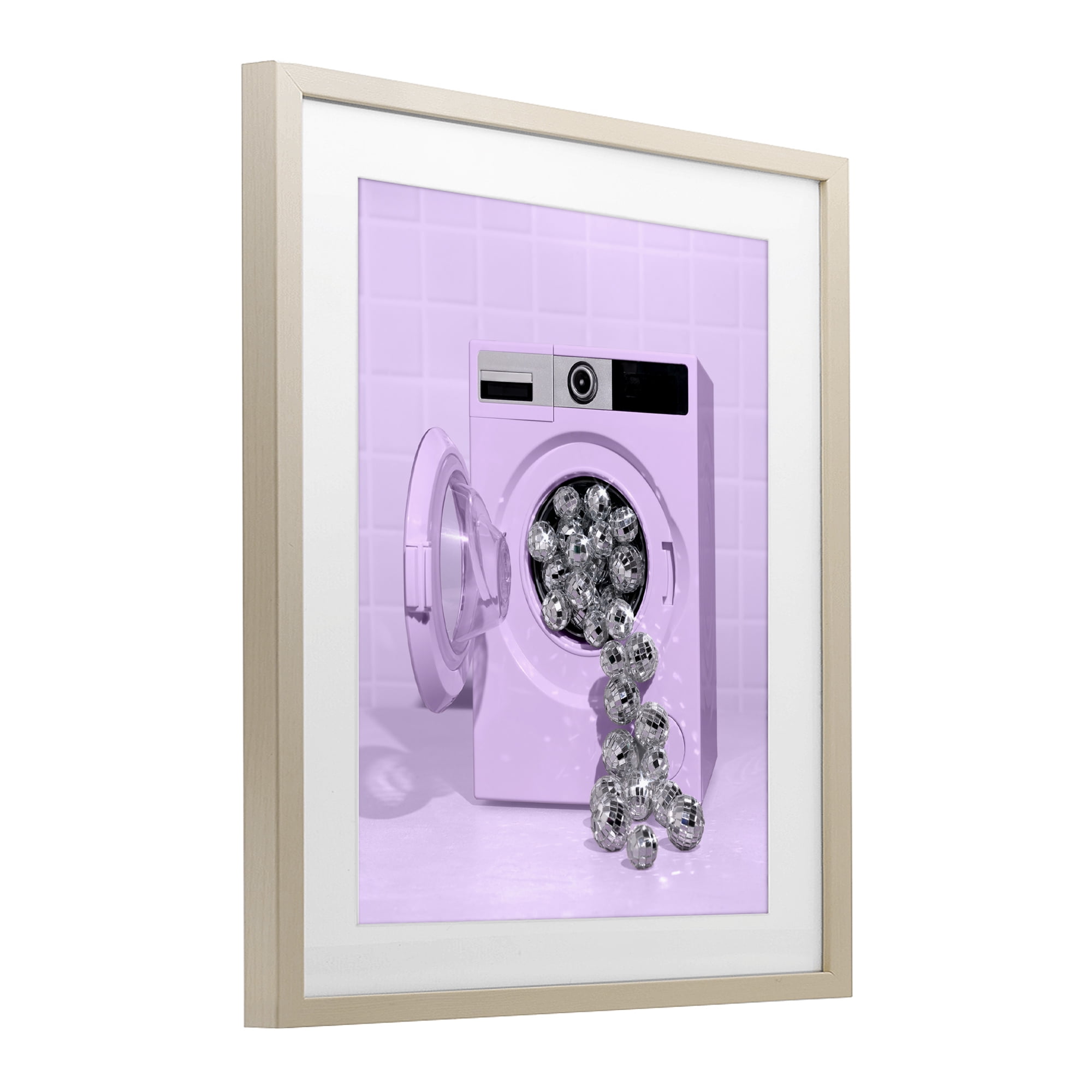 Stupell Industries Disco Laundry Machine over Purple Birch Framed Print Under Glass, design by LISH Creative