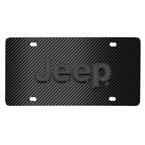 iPick Image for Jeep 3D Dark Gray Logo on Black Carbon Fiber Pattern Stainless Steel License Plate, Official Licensed